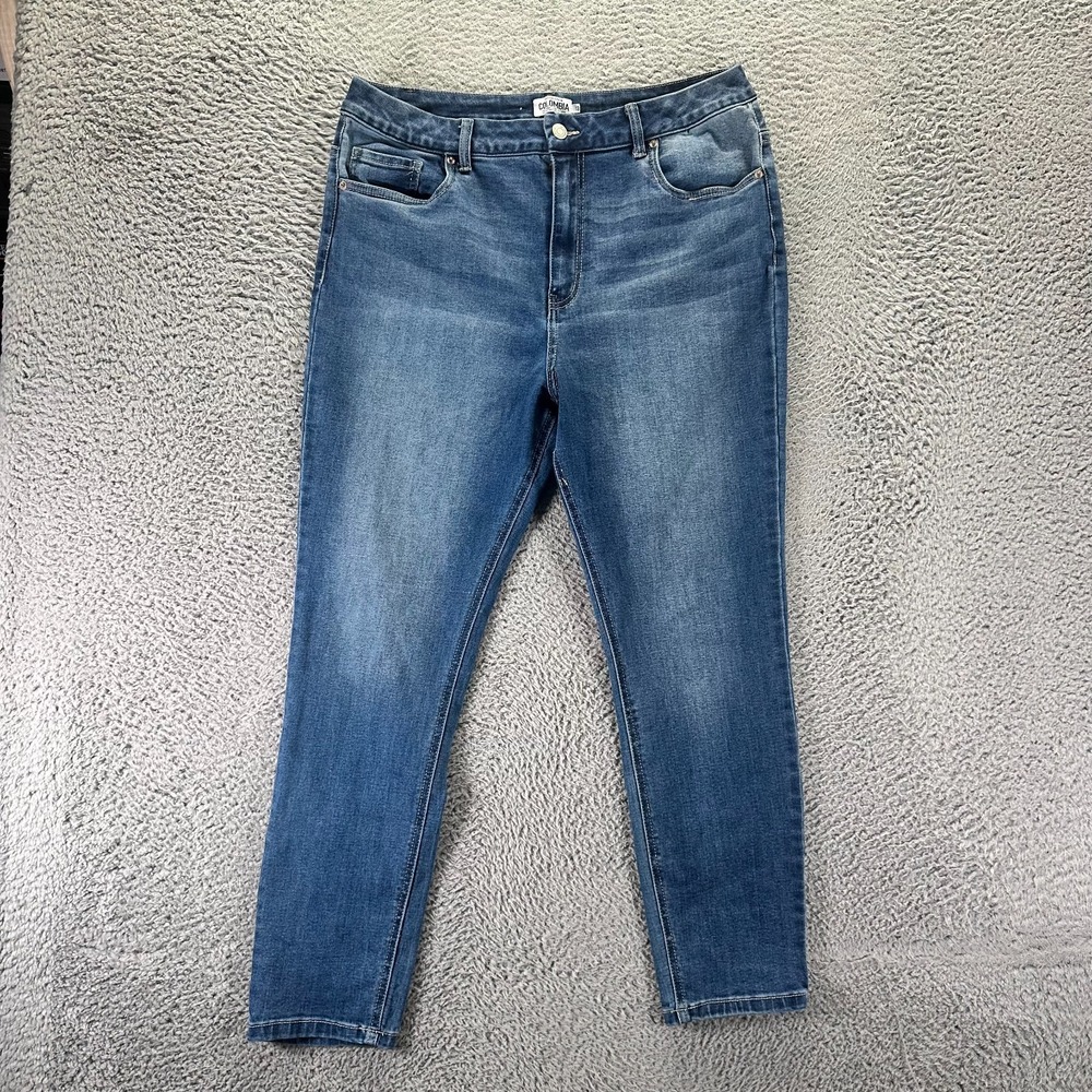 Colombia Jeans Womens 13 Blue Cotton Denim Skinny Curvy Faded Whiskered Stretch